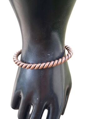 Vintage Solid Copper Twisted Rope Cuff Bracelet Mid Century Boho Western